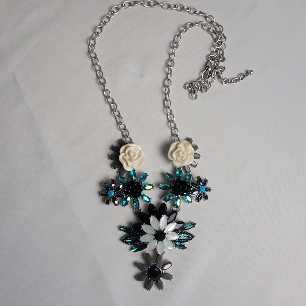 Joan Rivers Floral Hanging Gardens Silver Tone Statement Necklace